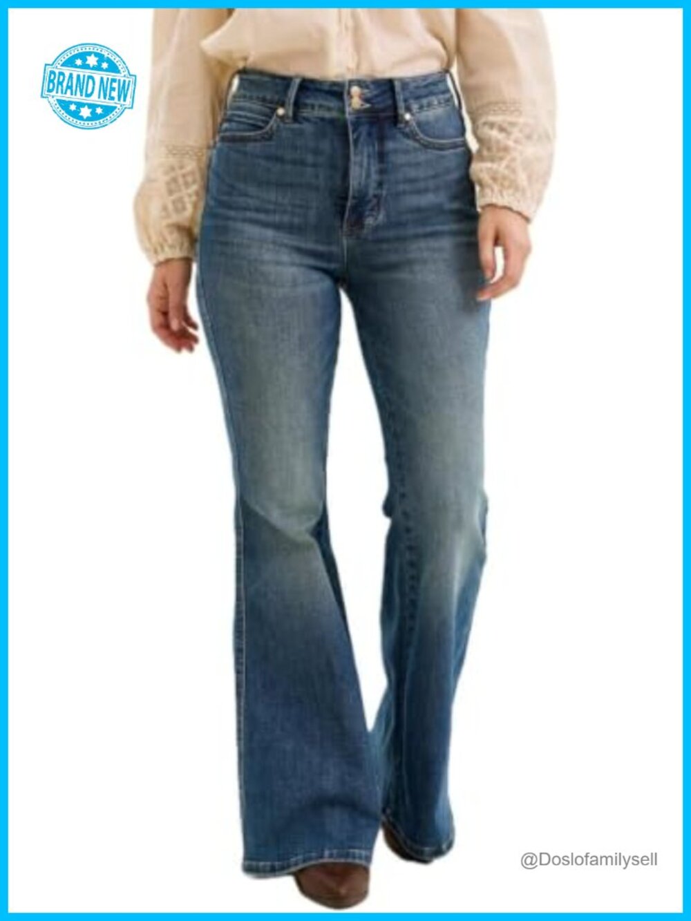 Judy Blue High Waisted Flare Jeans Tummy Control Double Button Shield Pockets